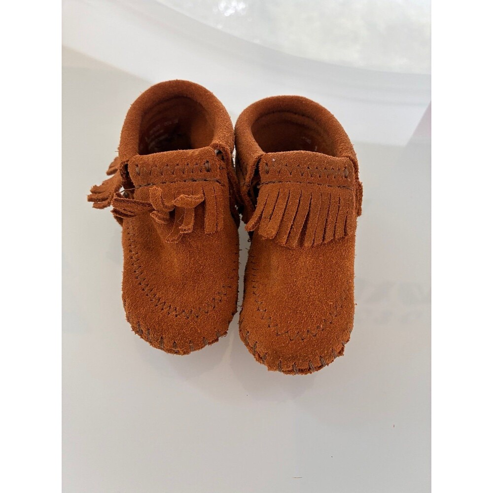 Minnetonka Brown Suede Fringe Moccasins – Baby/Toddler Size 3